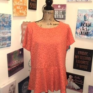 Vince Camuto Lace Coral Peplum